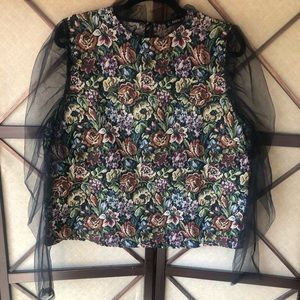 Floral Beauty with Sheer Sleeves